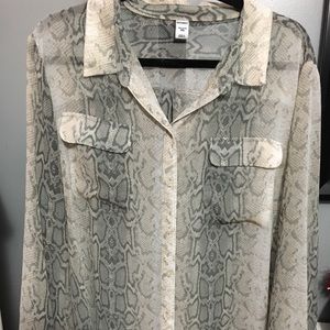 Snakeskin sheer Button down Blouse
